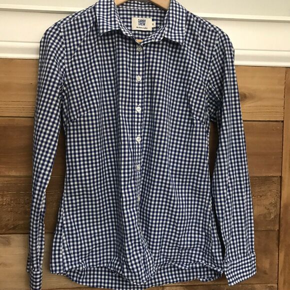 Cargo Crew Uniform Women Frankie Check Gingham Button Down Shirt AU 12 US 8 Blue - Picture 2 of 8